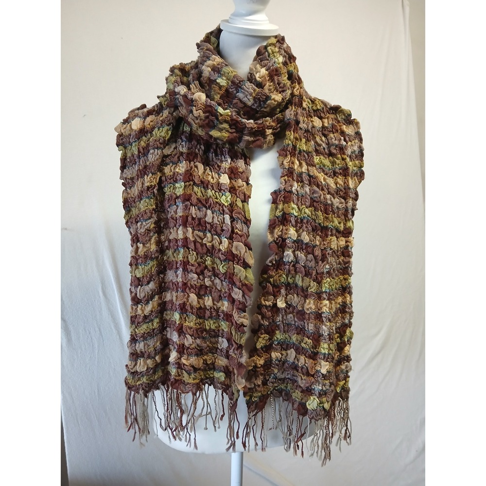 100% wool long scarf earth tones autumn fairycore boho grunge forest earthy